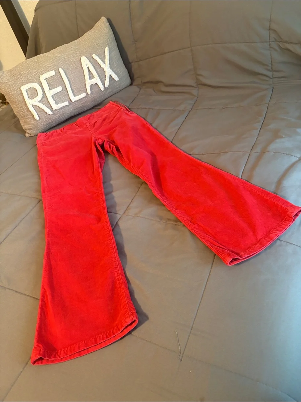 High-Rise Red Velvet Crop Pants Free People XS Ankle Kick Flare In My Feelings